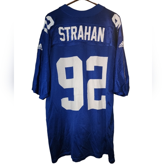 ADIDAS Michael Strahan #92 Jersey Vintage Giants NY Football NFL Men's XL Blue - Picture 2 of 4